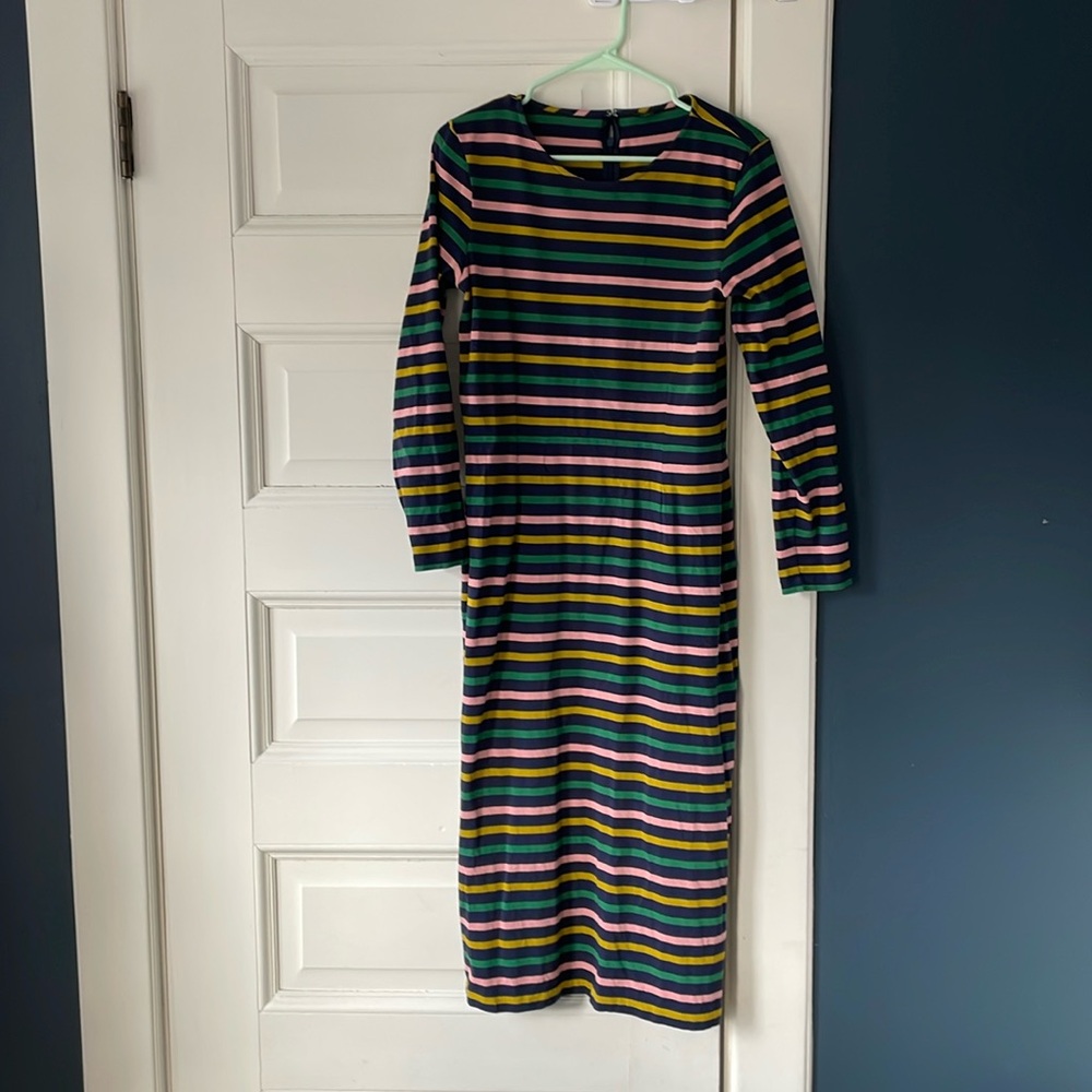 J Crew Cotton Long Sleeve Striped Maxi Dress - 10 tall